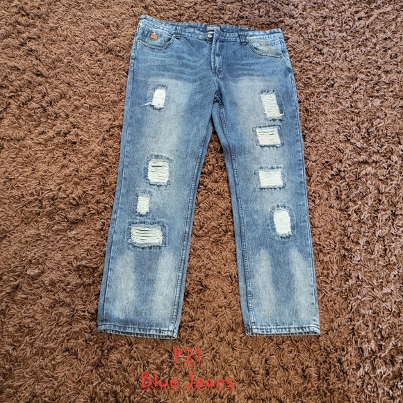 Parish Nation Blue Jeans W42 Distressed with Tears - Picture 1 of 4